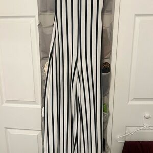 Fashion Nova Black and White Wide Leg Jumpsuit
